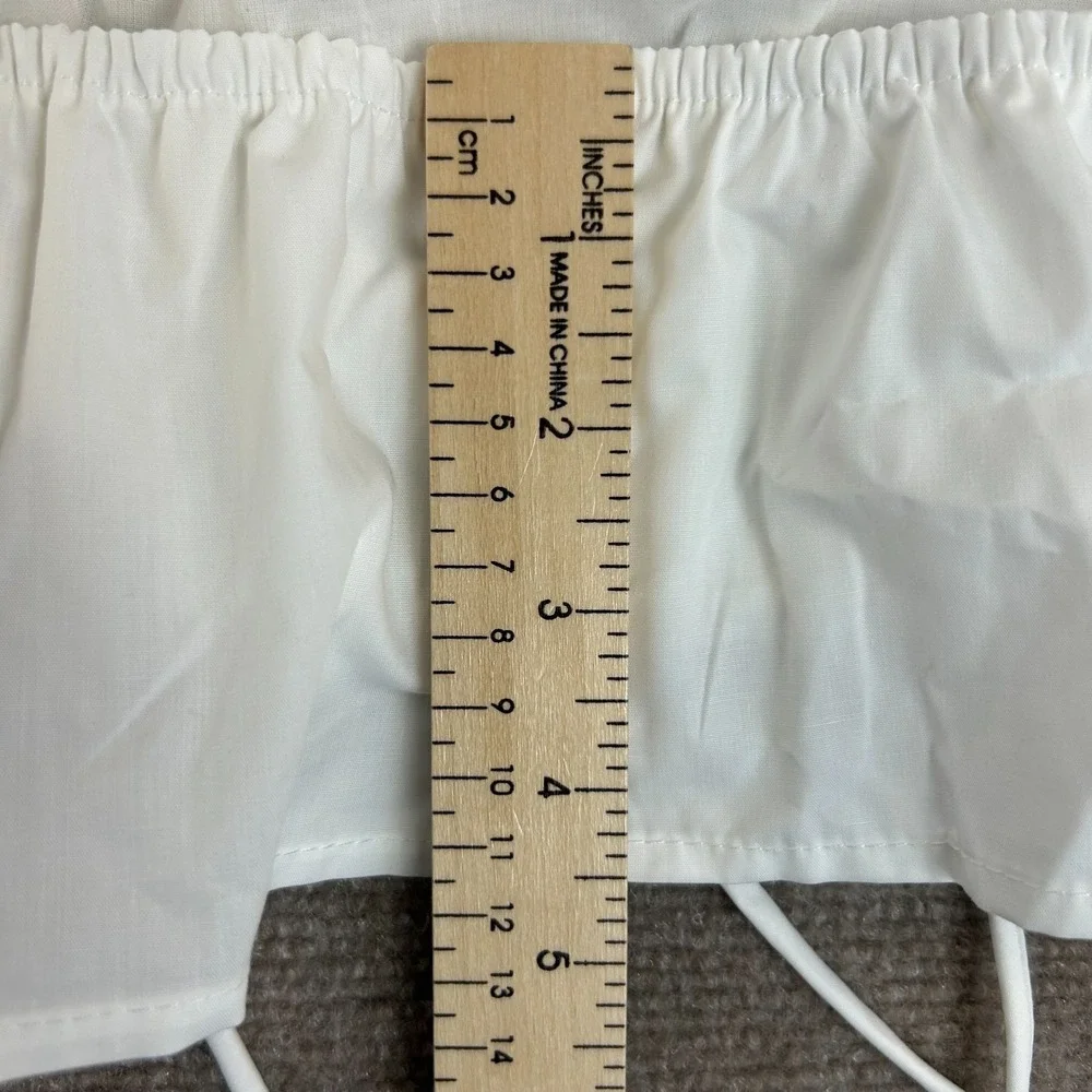 Commense Shirred Waist Split Thigh Skirt Set Womens XS White Stretch Relaxed Fit